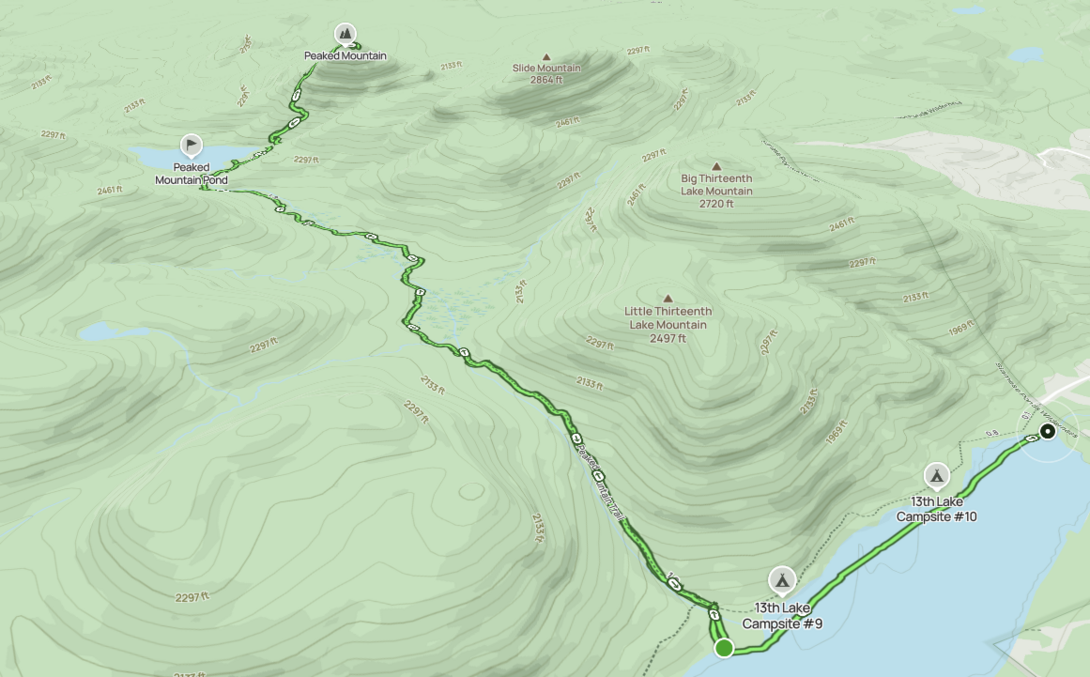 peaked mountain  hike map