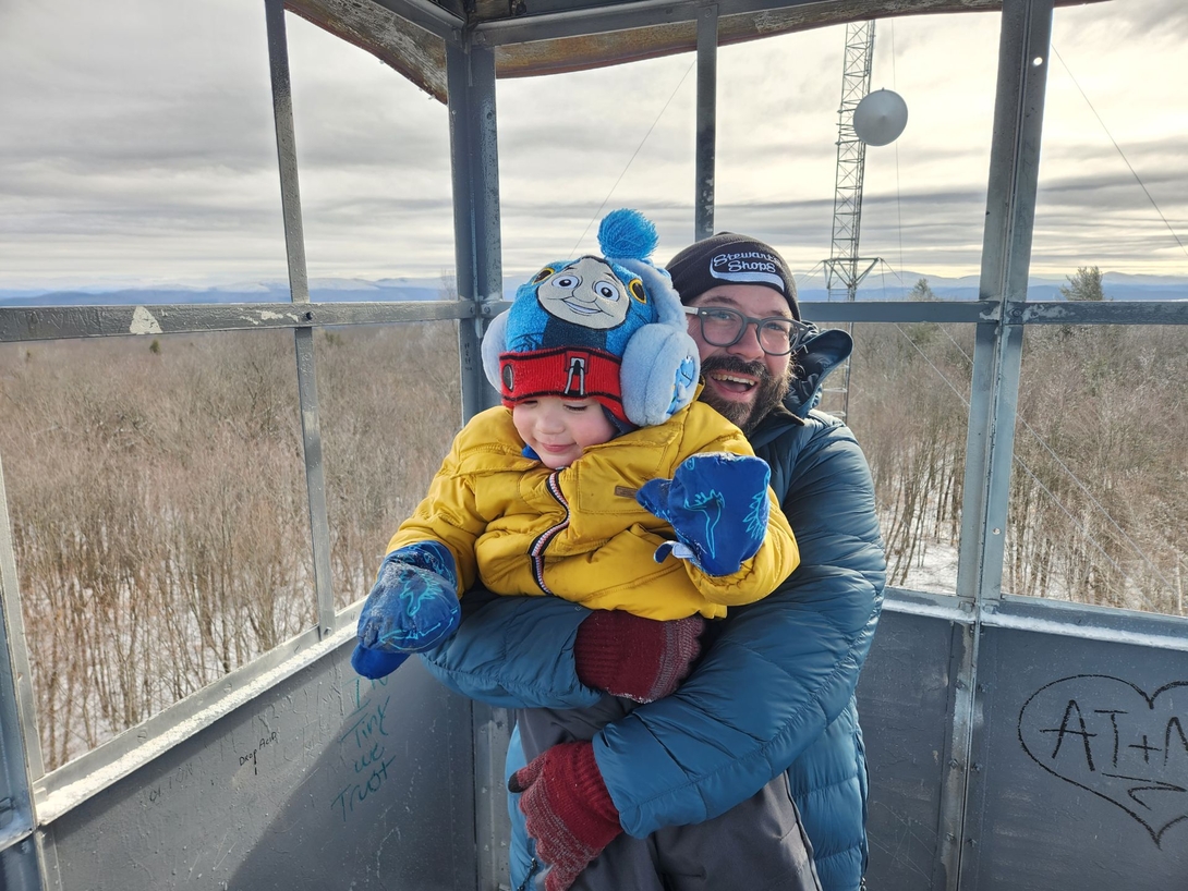 kid and me on the fire tower