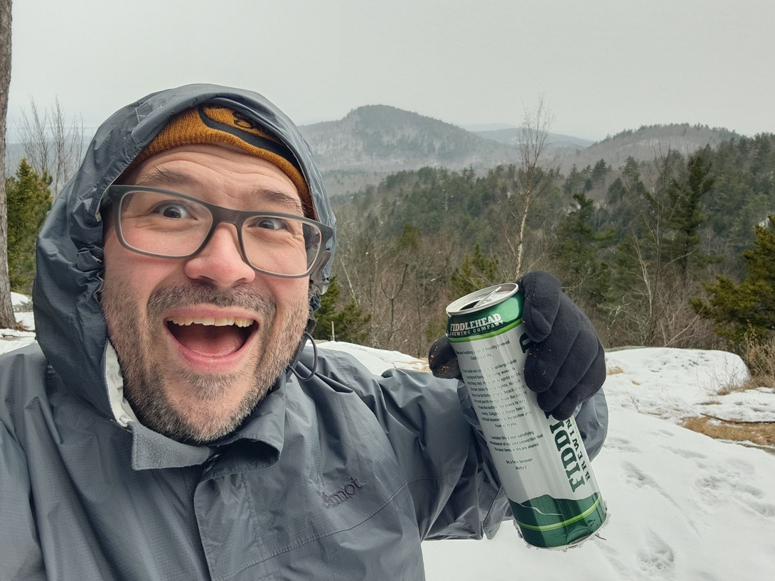 enjoying a summit snack