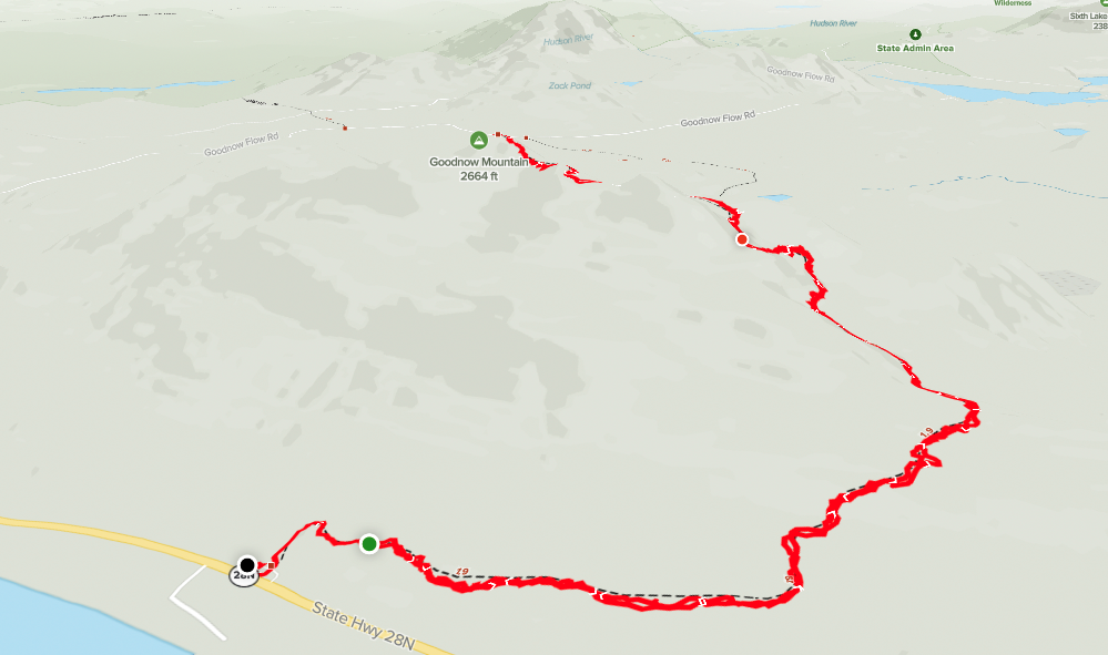 The map of our hike up Goodnow Mountain.
