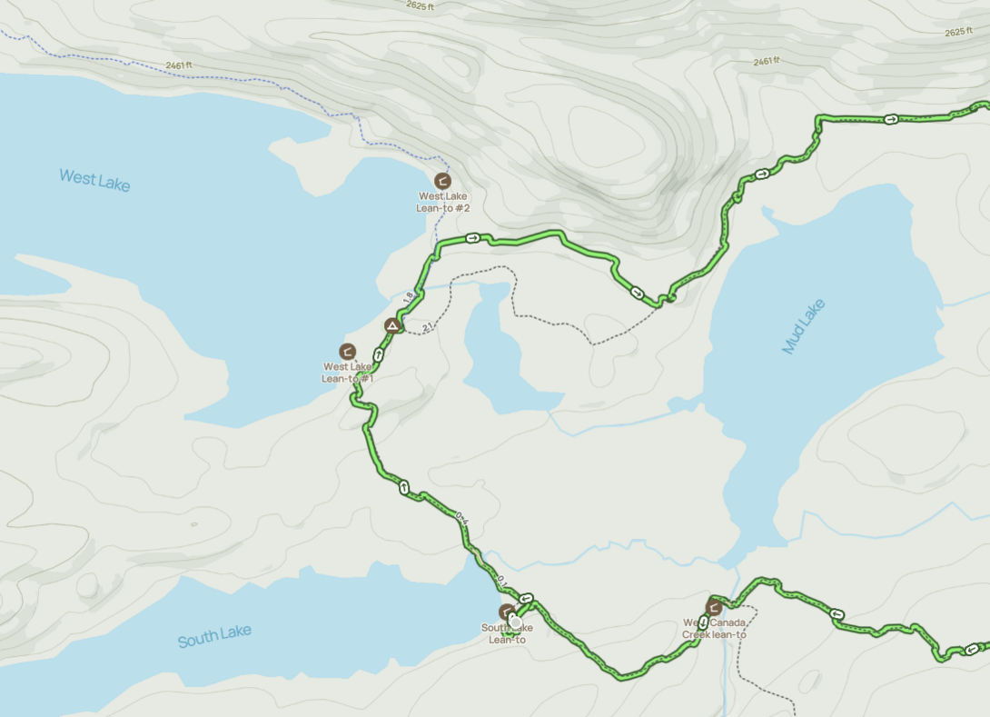West Canada Lakes NPT reroute map